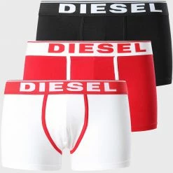 Sortie 😍 Lot De 3 Boxers Damien 00ST3V-0JKKC Noir Rouge Blanc de Diesel 👍