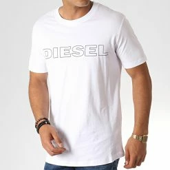 Promo 🔥 Tee 👚 Shirt Jake 00CG46-0DARX Blanc Noir de Diesel 😀