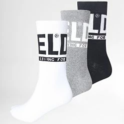 Tout neuf 💯 Lot De 3 Paires De Chaussettes Ray Noir Gris Blanc de Diesel 🧨
