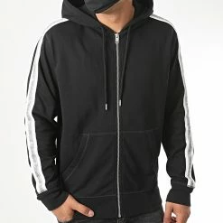 Bon marché 😉 Sweat Zippé Capuche A Bandes Brandon 00SE8M-0TAWI Noir de Diesel 🛒