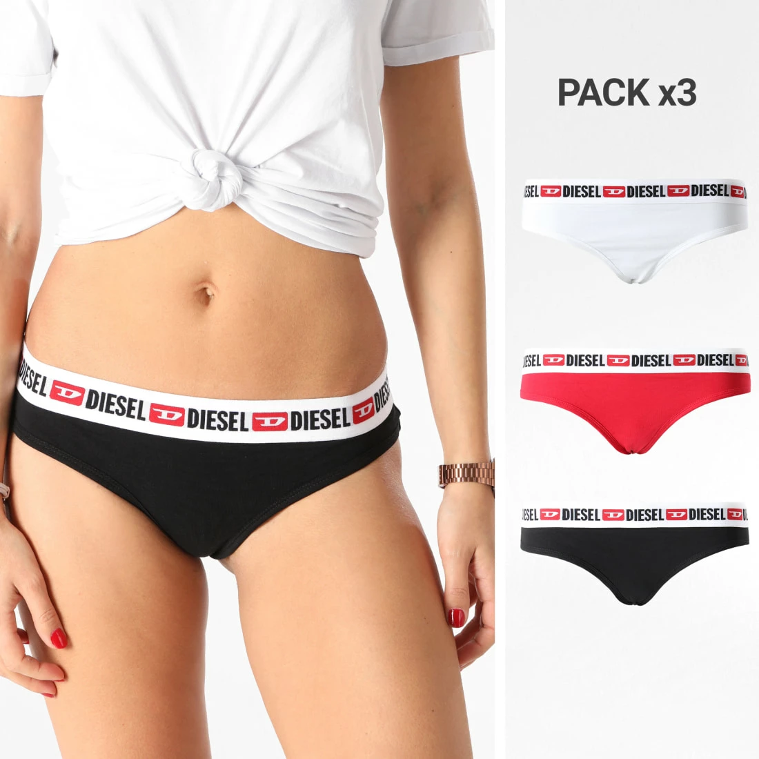 Meilleure vente 🎉 Lot De 3 Strings Femme Stars 00SE0K-0EAXL Blanc Noir Rouge de Diesel 🎁 3 Meilleure vente 🎉 Lot De 3 Strings Femme Stars 00SE0K-0EAXL Blanc Noir Rouge de Diesel 🎁