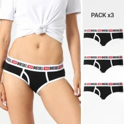 Meilleur prix 👏 Lot De 3 Culottes Femme 00SQZS-0EAXL Noir de Diesel 💯