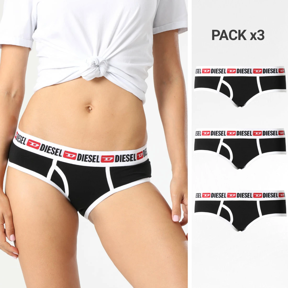 Meilleur prix 👏 Lot De 3 Culottes Femme 00SQZS-0EAXL Noir de Diesel 💯 3 Meilleur prix 👏 Lot De 3 Culottes Femme 00SQZS-0EAXL Noir de Diesel 💯