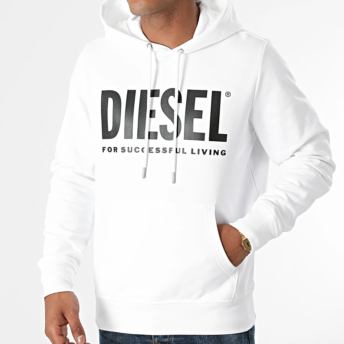 Promo 😍 Sweat Capuche Girk Ecologo A02813-0BAWT Blanc de Diesel ⭐ 3 Promo 😍 Sweat Capuche Girk Ecologo A02813-0BAWT Blanc de Diesel ⭐