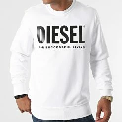 Remise 😉 Sweat Crewneck Girk Ecologo A02864-0BAWT Blanc de Diesel 😍