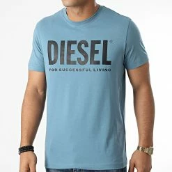 Sortie 😀 Tee 👚 Shirt Diegos Ecologo A02877-0AAXJ Bleu Clair de Diesel 🎉