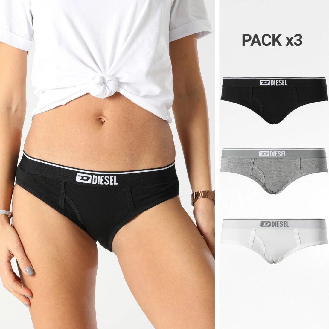 Grosses soldes 😀 Lot De 3 Culottes Femme Oxys A04030-0LDAC Noir Gris Chiné Blanc de Diesel 👏 3 Grosses soldes 😀 Lot De 3 Culottes Femme Oxys A04030-0LDAC Noir Gris Chiné Blanc de Diesel 👏