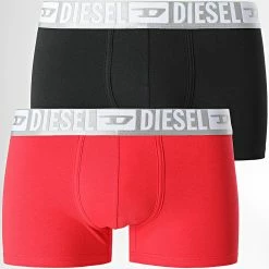 Meilleure affaire ✨ Lot de 2 Boxers Damien 00SMKX-0SFAU Rouge Noir de Diesel 😍