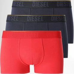 Meilleur prix 🌟 Lot de 3 Boxers Damien 00ST3V-0KFAL Rouge Bleu Marine de Diesel ⌛
