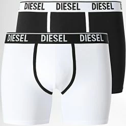 Vente flash ⌛ Lot de 2 Boxers Sebastian 00S7J4-0SFAC Noir Blanc de Diesel 🌟