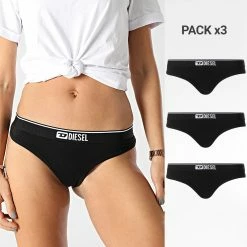 Grosses soldes 😍 Lot De 3 Strings Femme Starsey A05139-0LDAC Noir de Diesel 💯