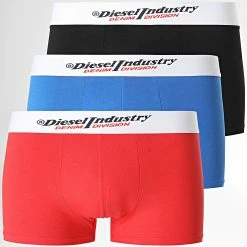 De gros 😍 Lot De 3 Boxers Damien 00ST3V Noir Rouge Bleu de Diesel 🔔