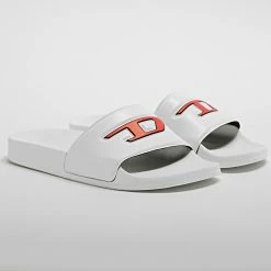 Nouveau 😀 Claquettes Femme Sa-Mayemi Y02853 White Red de Diesel 🥰