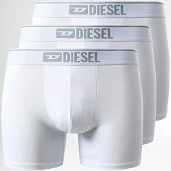 Remise ⭐ Lot De 3 Boxers Sebastian 00SKME-E4124 Blanc de Diesel 🥰