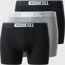 Bon marché 🧨 Lot De 3 Boxers Sebastian 00SKME-0GDAC Noir Gris de Diesel 🤩