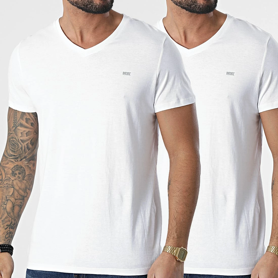 Grosses soldes 🥰 Lot De 2 Tee 👕 Shirts Col V A05428-0LDAS Blanc de Diesel 🎁 3 Grosses soldes 🥰 Lot De 2 Tee 👕 Shirts Col V A05428-0LDAS Blanc de Diesel 🎁