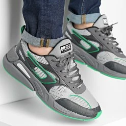 Tout neuf 💯 Baskets Serendipity Sport Y02868 Black Oyster Formal Gray Fern Green de Diesel 🎁