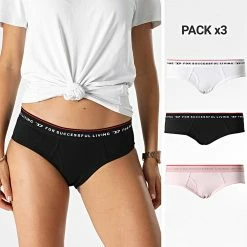 Remise 👍 Lot De 3 Culottes Femme Oxy A04030-0WEAB Noir Blanc Rose de Diesel 🌟