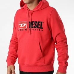 Promo 🥰 Sweat Capuche A03757-OBAWT Rouge de Diesel 🛒