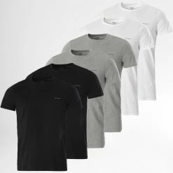 Top 10 🎉 Lot De 6 Tee 👕 Shirts Jake Round Neck Blanc Gris Chiné Noir de Diesel 🤩