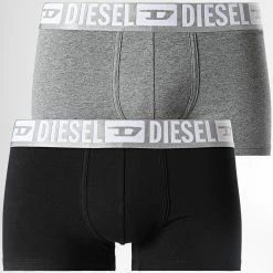 Grosses soldes ⭐ Lot De 2 Boxers Damien 00SMKX Noir Gris Chiné de Diesel 😍