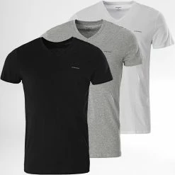 Coupon 🎉 Lot De 3 Tee 👚 Shirts Jake V Neck Blanc Gris Chiné Noir de Diesel 🥰